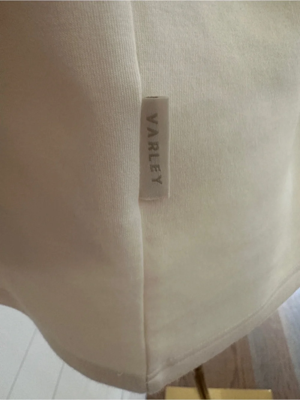 Varley Cream Cowl Neck Drawstring Tunic Sweater
